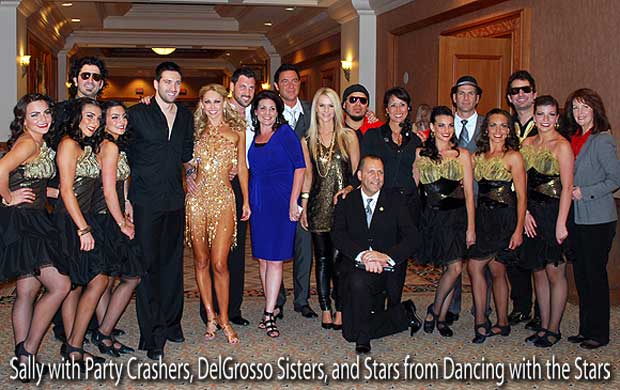 Sally with Party Crashers, DelGrosso Sisters, Maksim Chmerkovskiy, Kym Johnson, and Dmitry Chaplin