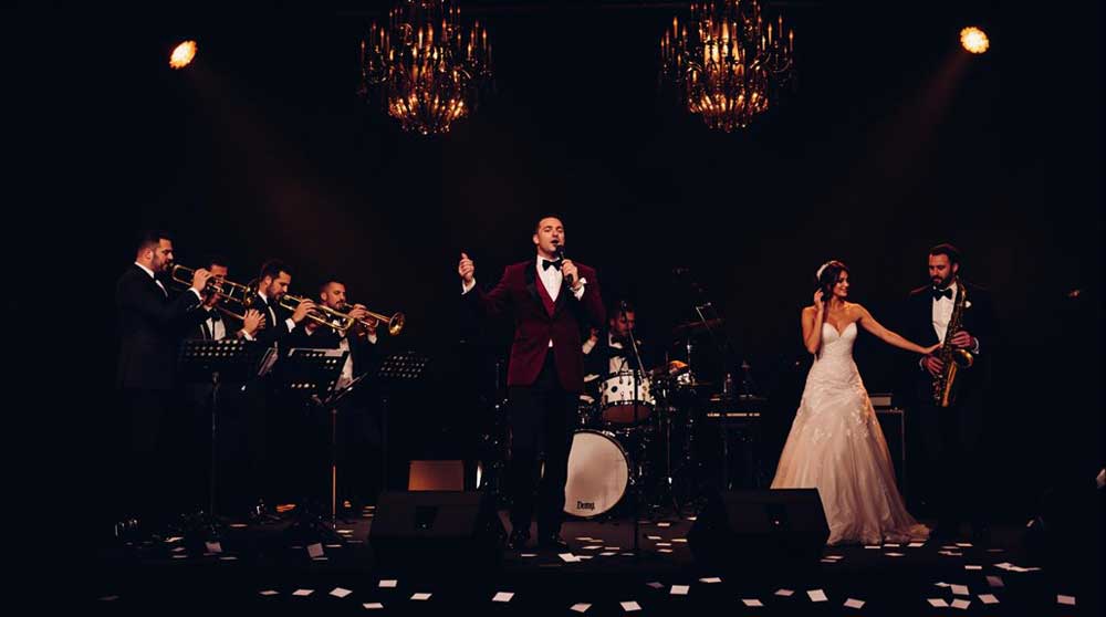 Wedding Music Being Played to Bride on Stage