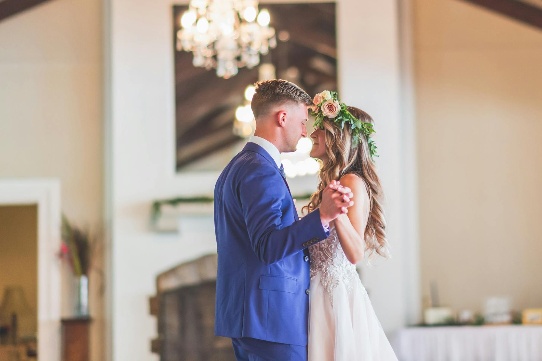 Newlyweds dance together for the first time as a married couple