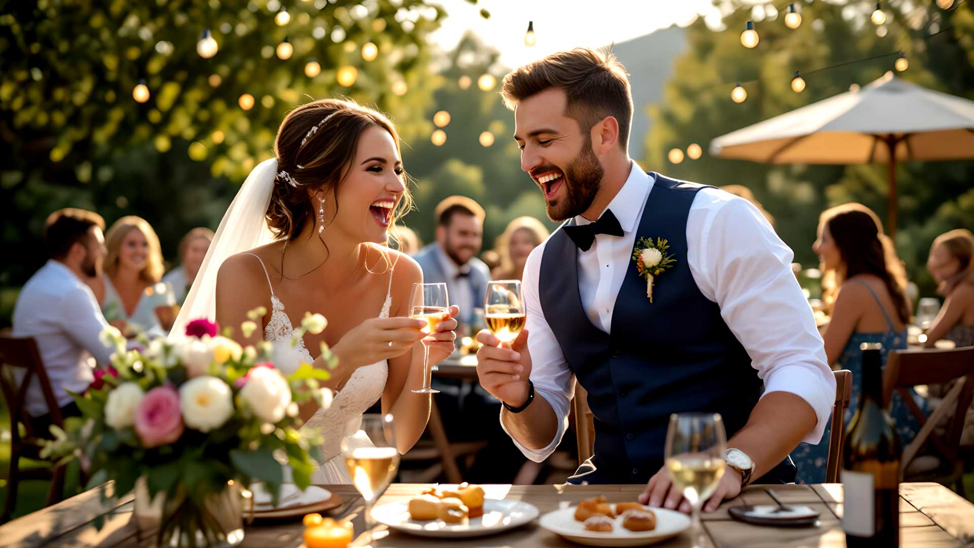 Outdoor Wedding Reception Game for the Bride and Groom